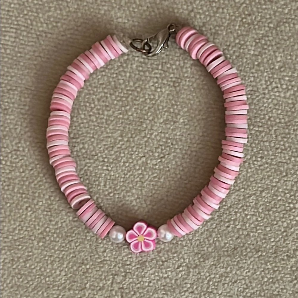 Pastel Pink Beaded Jewelry with Flower Charm